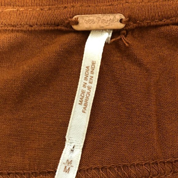 Free People Brown/Orange Mesh Hi-Low Long Sleeve Top - Picture 5 of 6